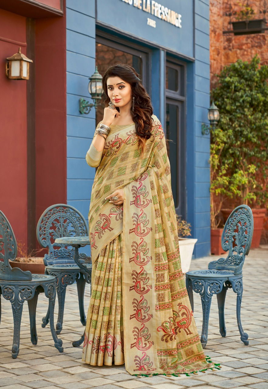 Sc Line Silver 1 Printed Wholesale Cotton Daily Wear Saree Catalog
